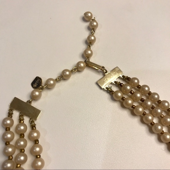 JUDY Lee pearl and gem three stand necklace - Picture 5 of 7